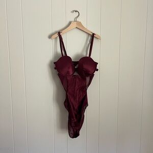 Auden Deep Red Underwire Bodysuit